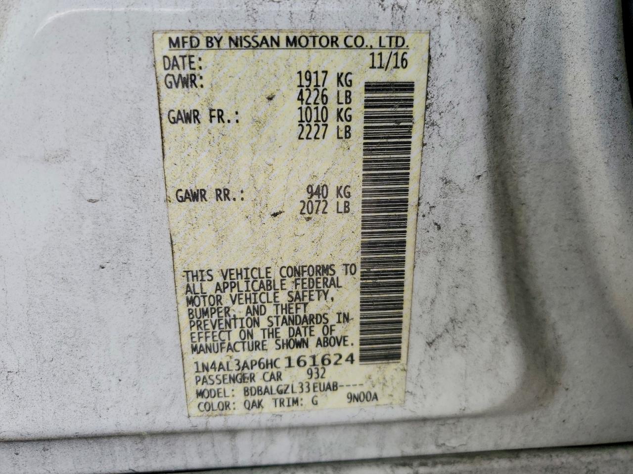 2017 NISSAN ALTIMA