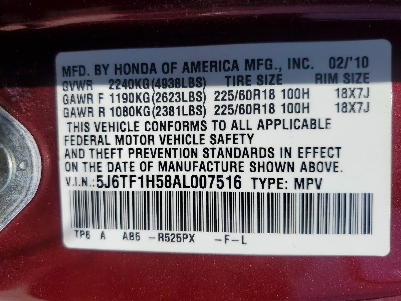 2010 HONDA ACCORD