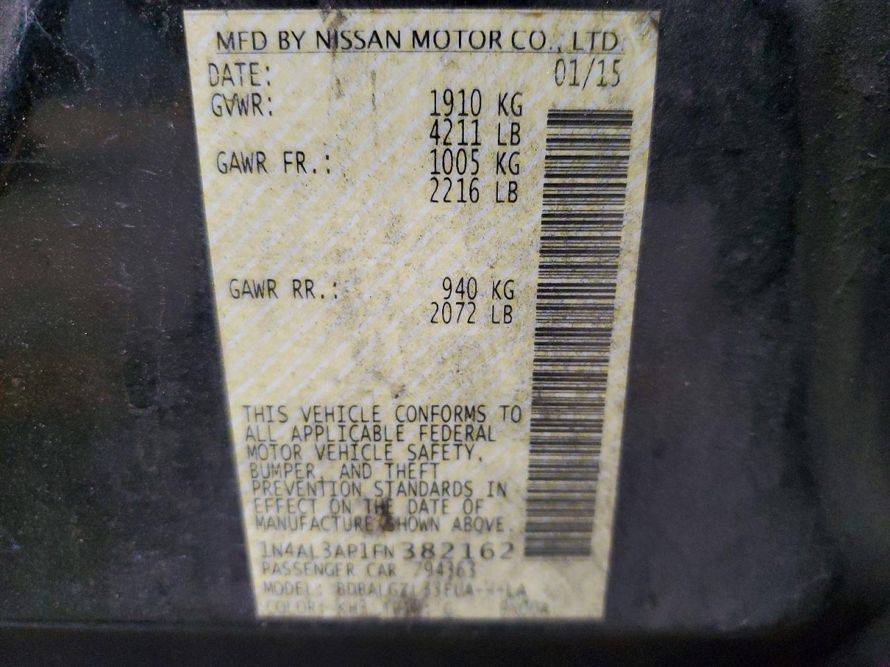 2015 NISSAN ALTIMA