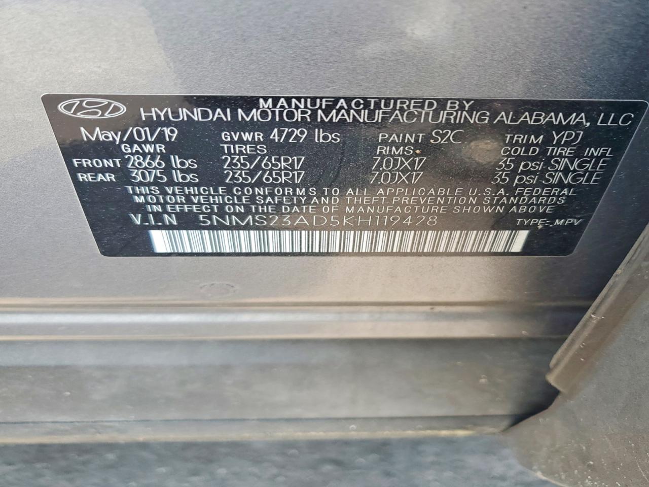 2019 HYUNDAI SANTA FE