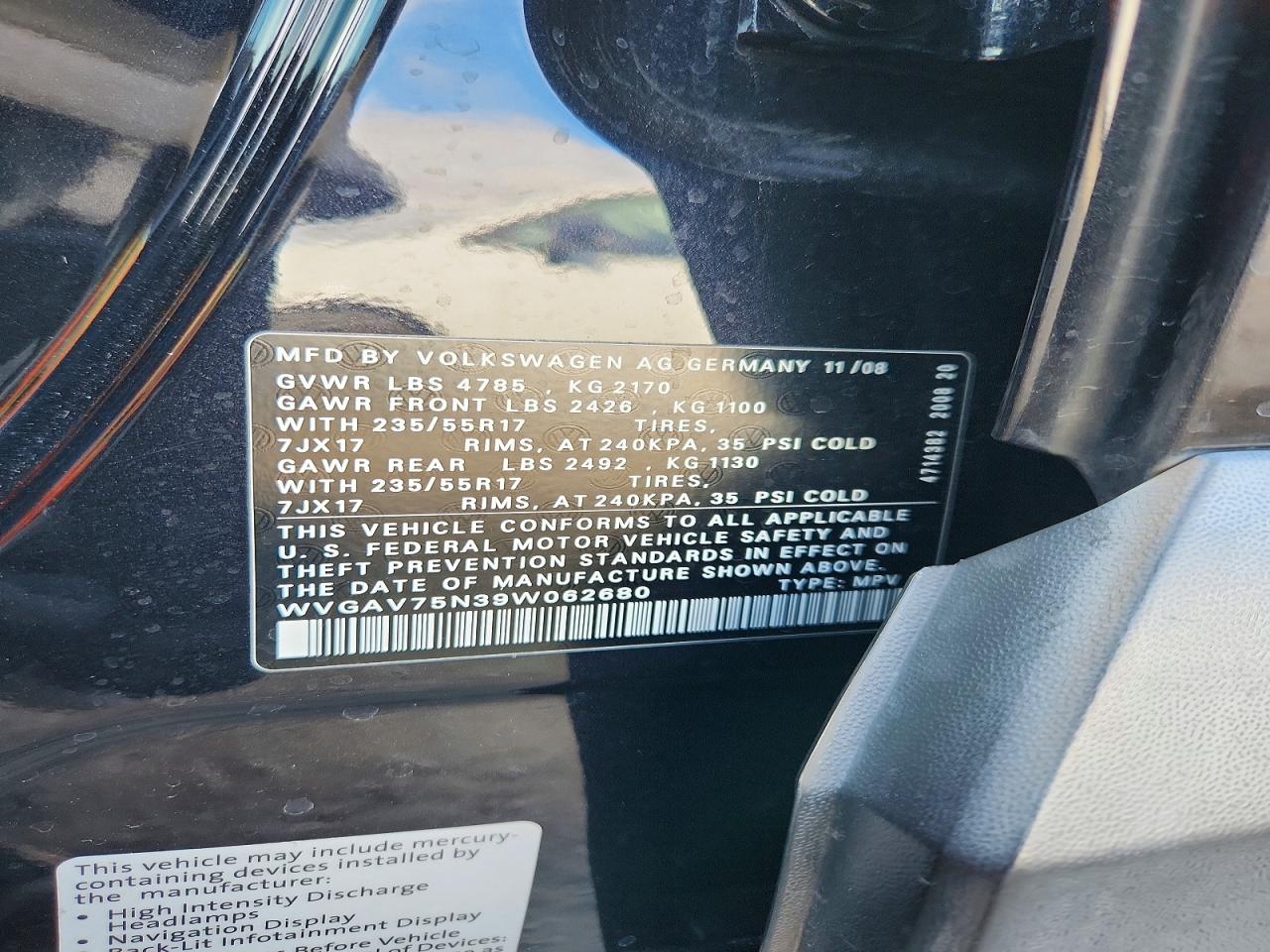 2009 VOLKSWAGEN TIGUAN