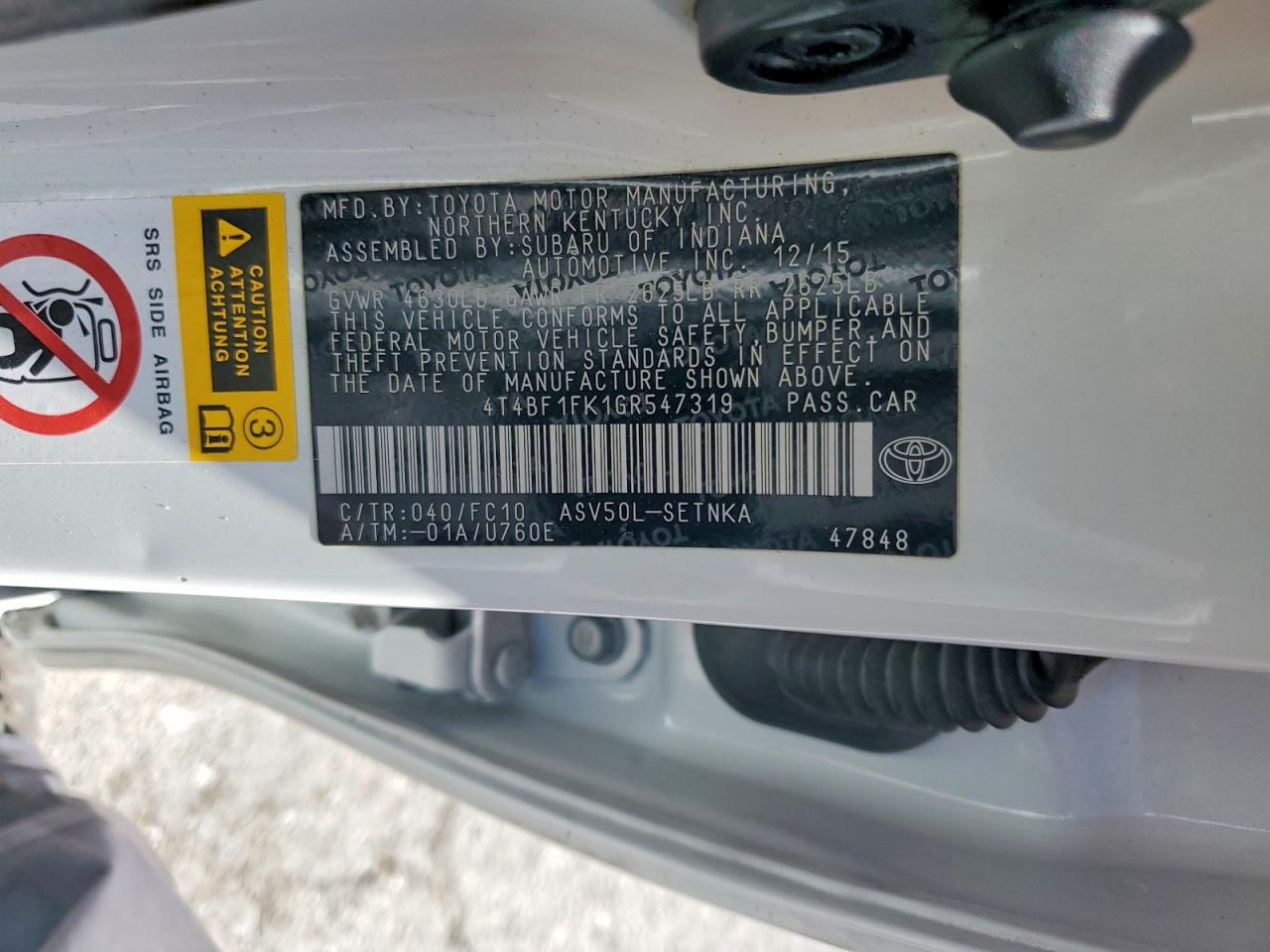 2016 TOYOTA CAMRY