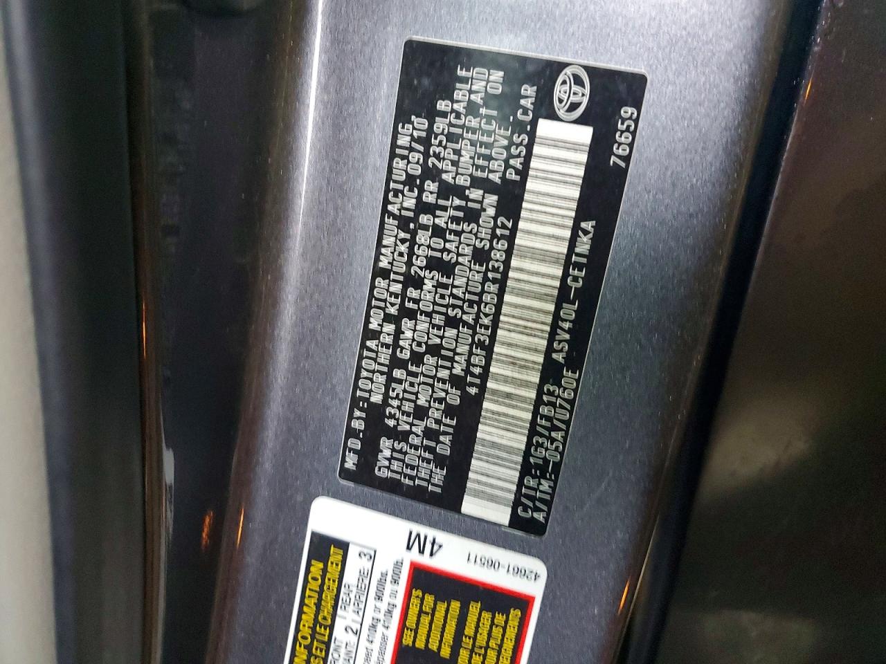 2011 TOYOTA CAMRY