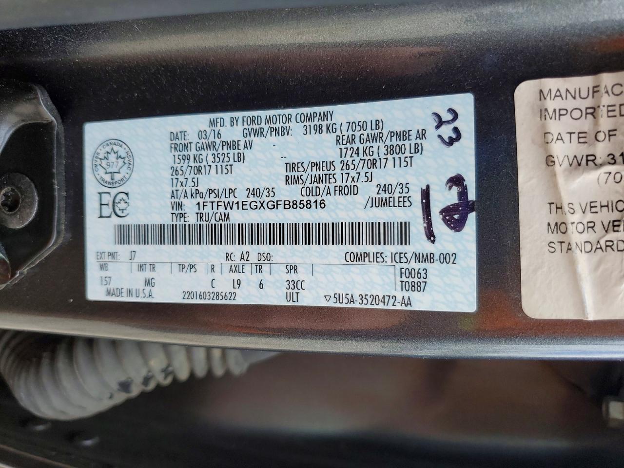2016 FORD F150