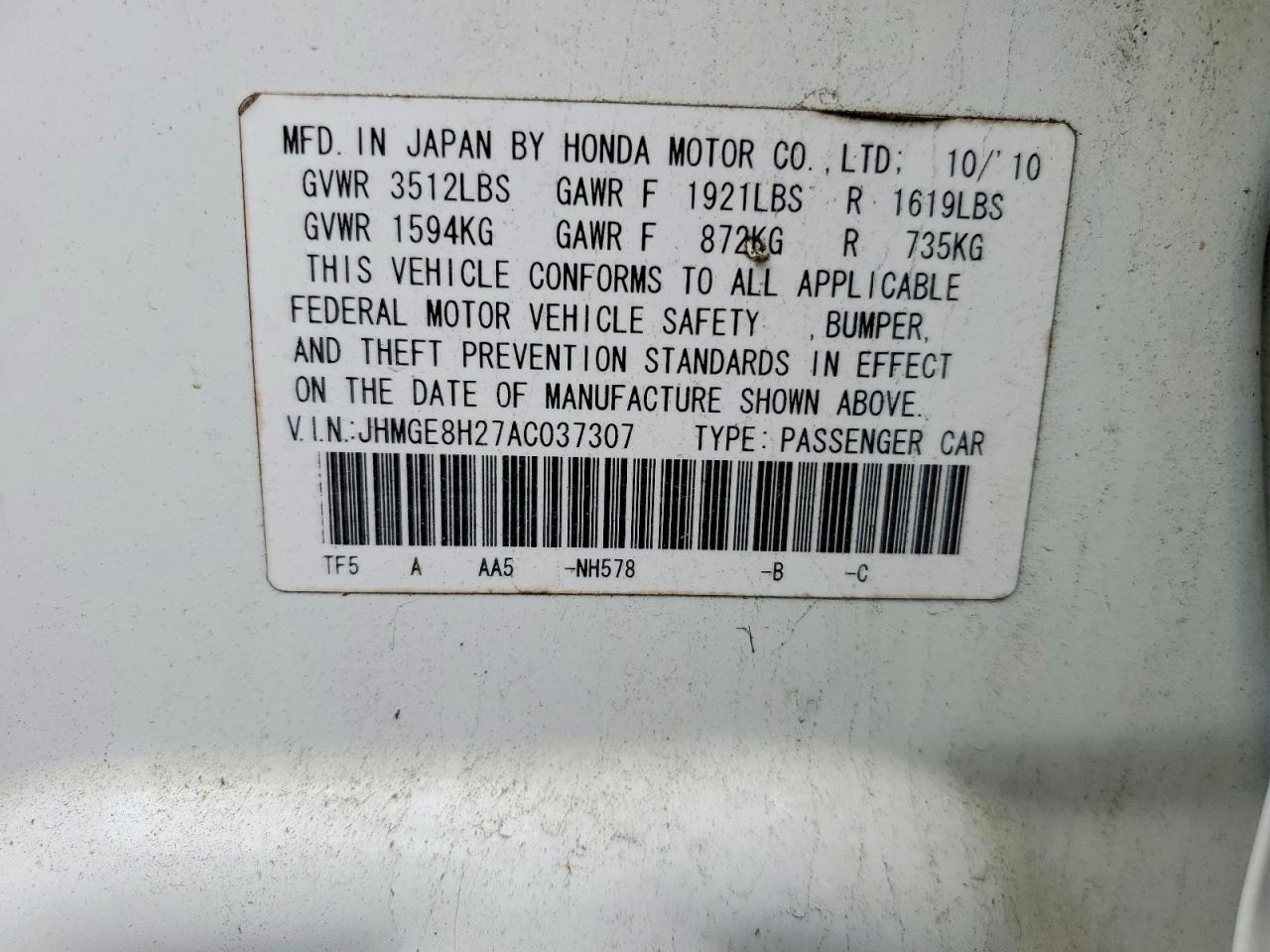 2010 HONDA FIT