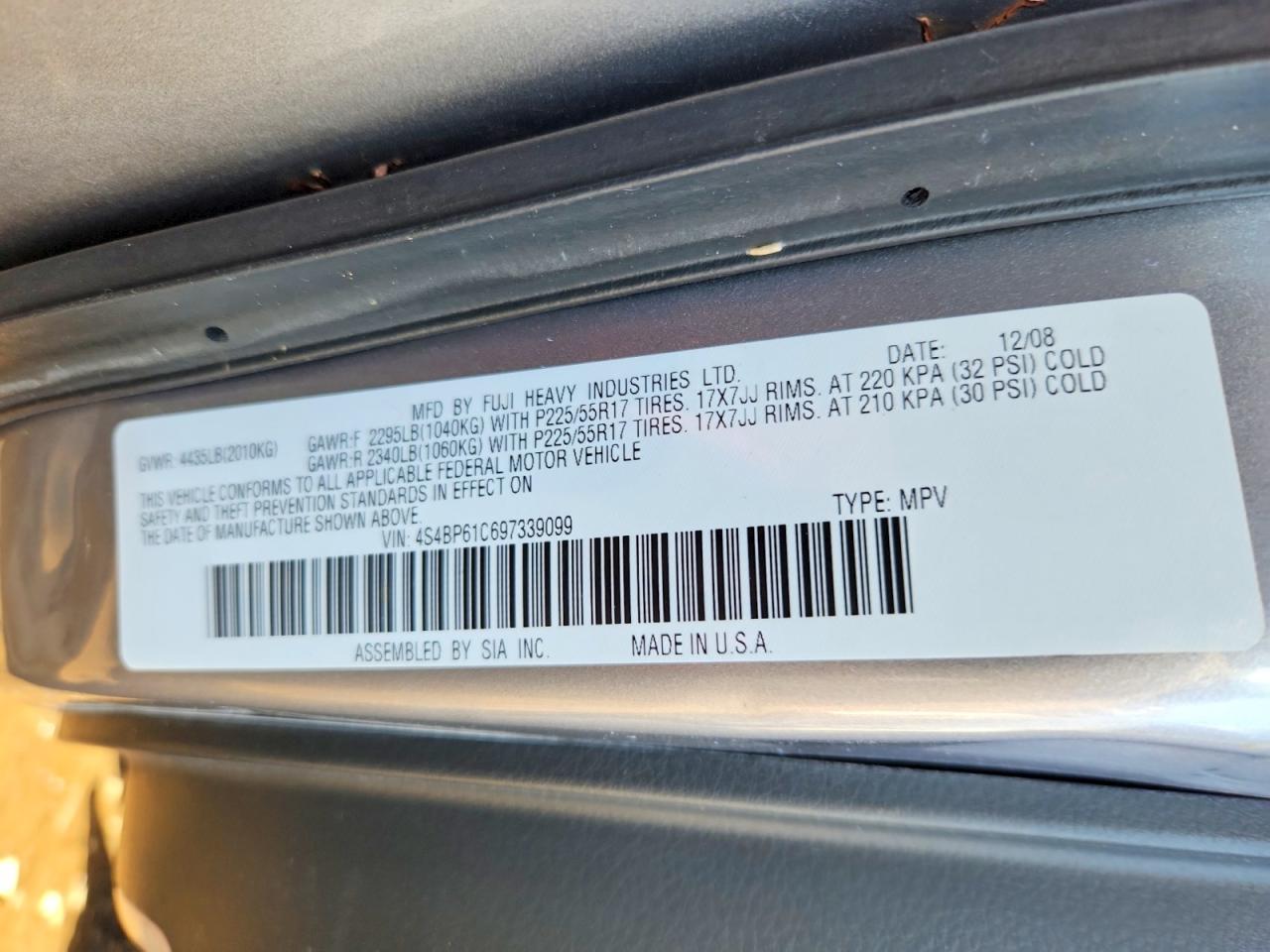 2009 SUBARU OUTBACK