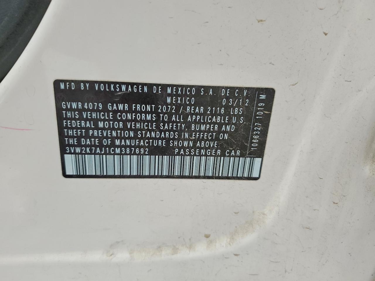 2012 VOLKSWAGEN JETTA