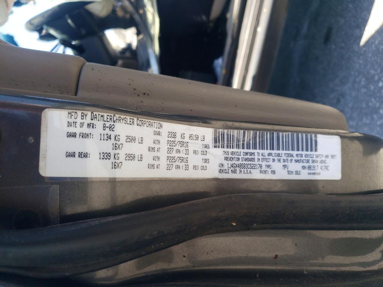 2003 JEEP GRAND CHER