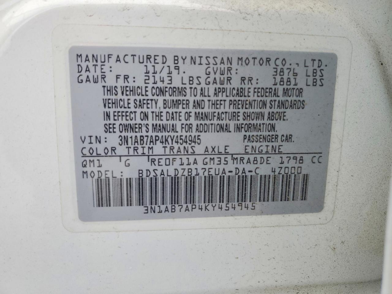 2019 NISSAN SENTRA