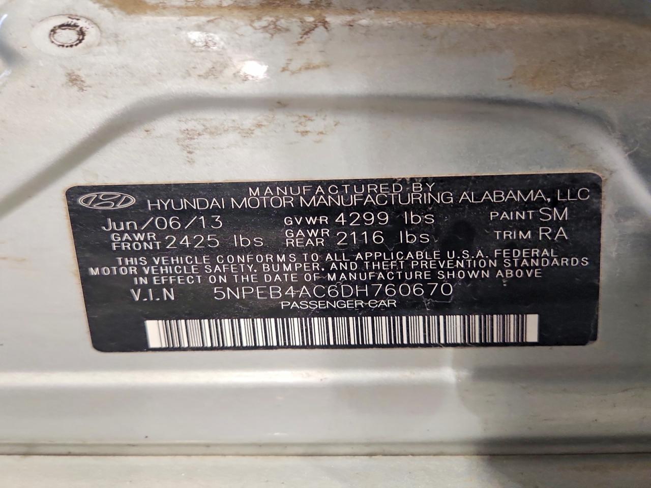 2013 HYUNDAI SONATA