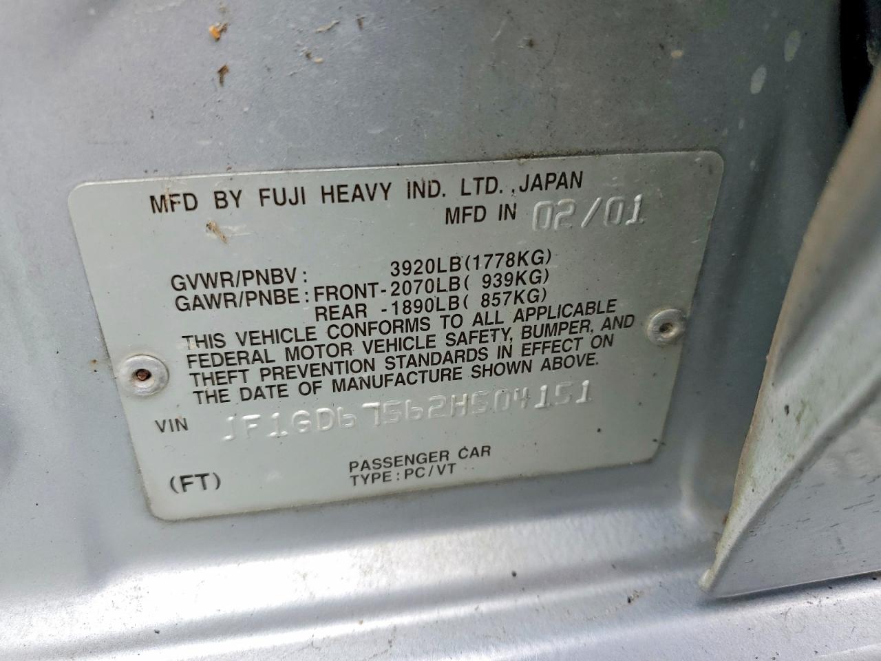 2002 SUBARU IMPREZA