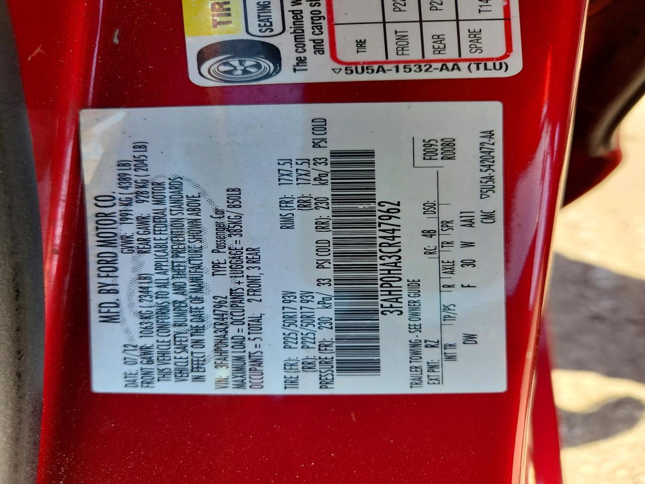 2012 FORD FUSION