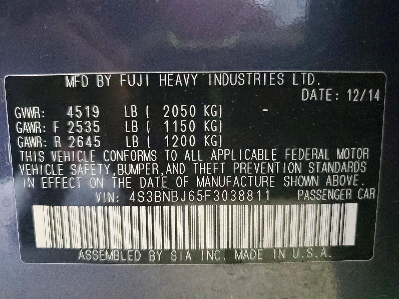2015 SUBARU LEGACY