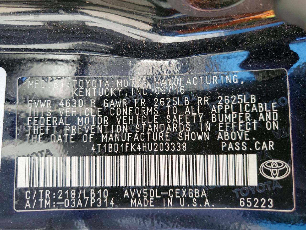 2017 TOYOTA CAMRY SOLA