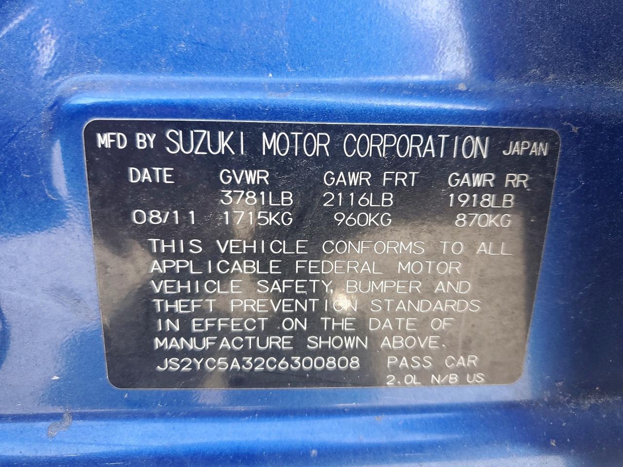 2012 SUZUKI SX4