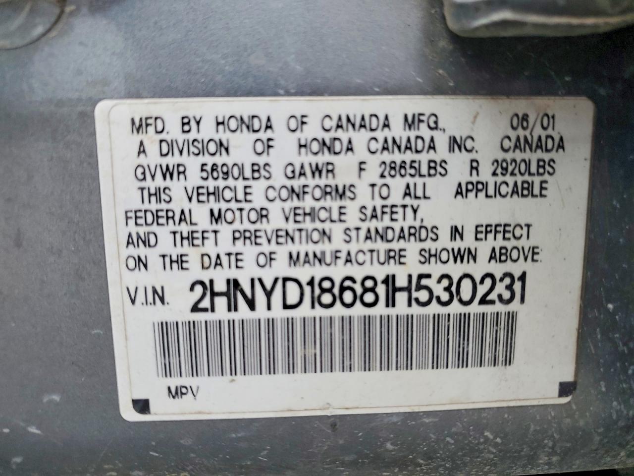 2001 ACURA MDX
