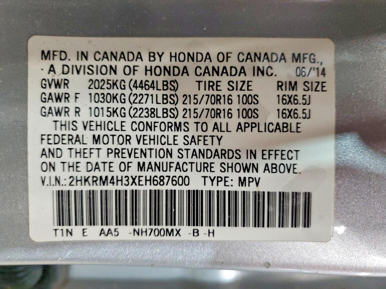 2014 HONDA CRV