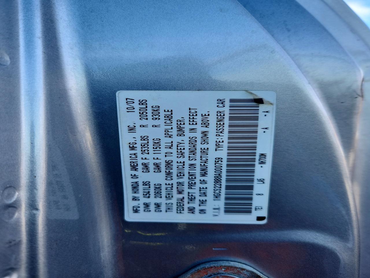 2008 HONDA ACCORD