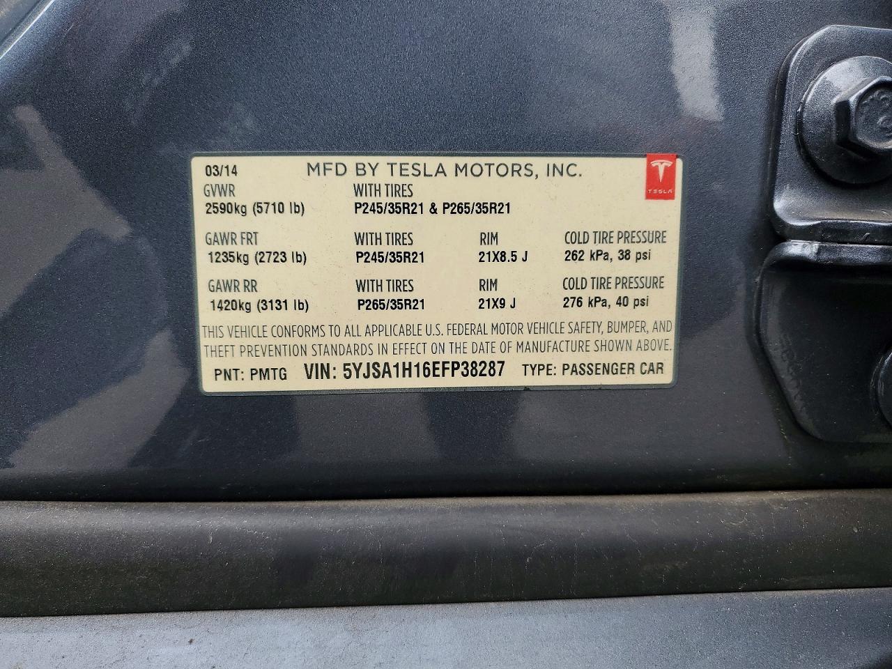 2014 TESLA MODEL S