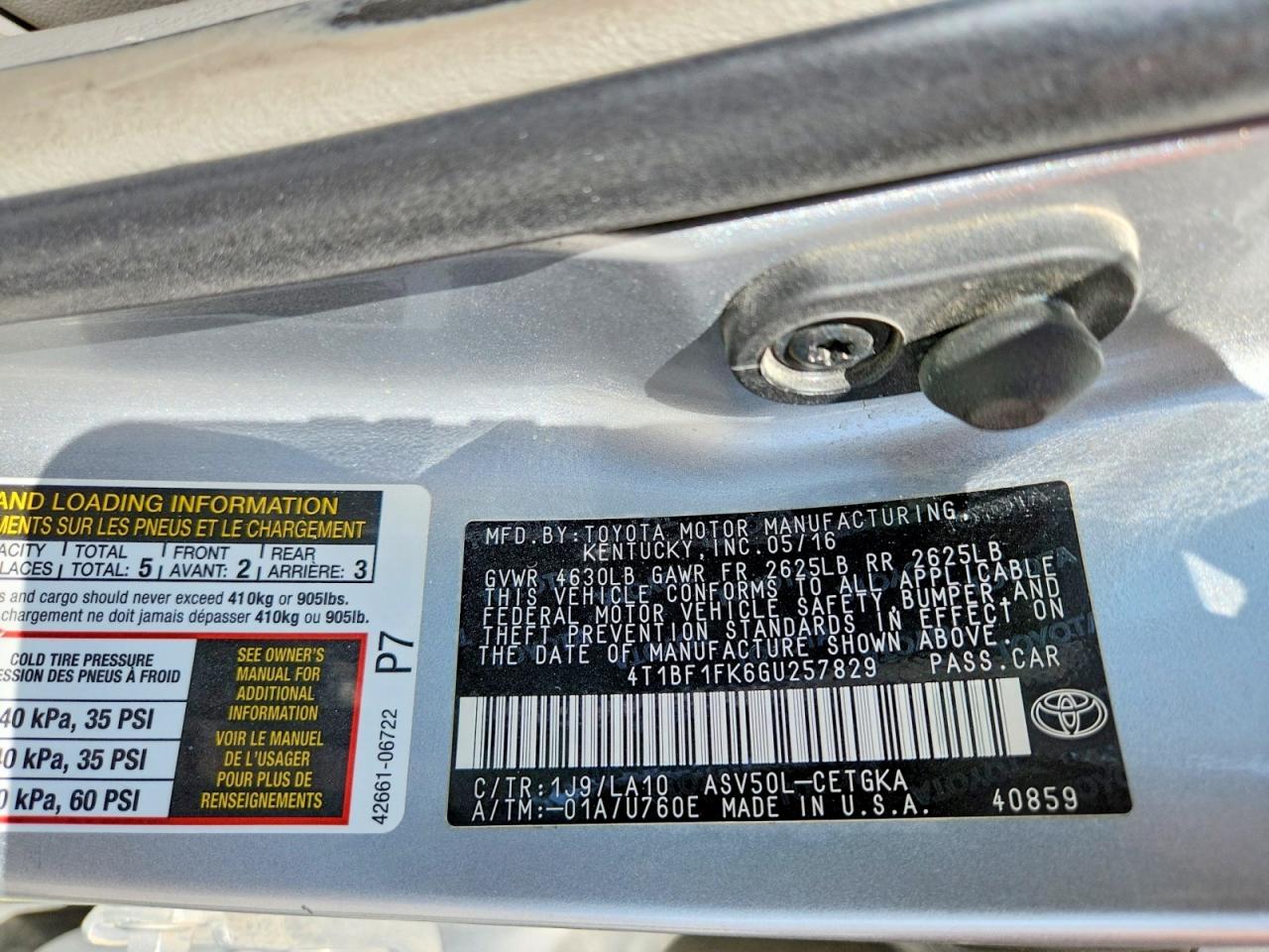 2016 TOYOTA CAMRY