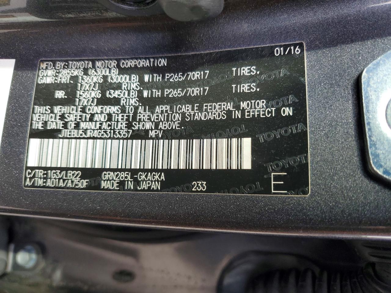 2016 TOYOTA 4RUNNER