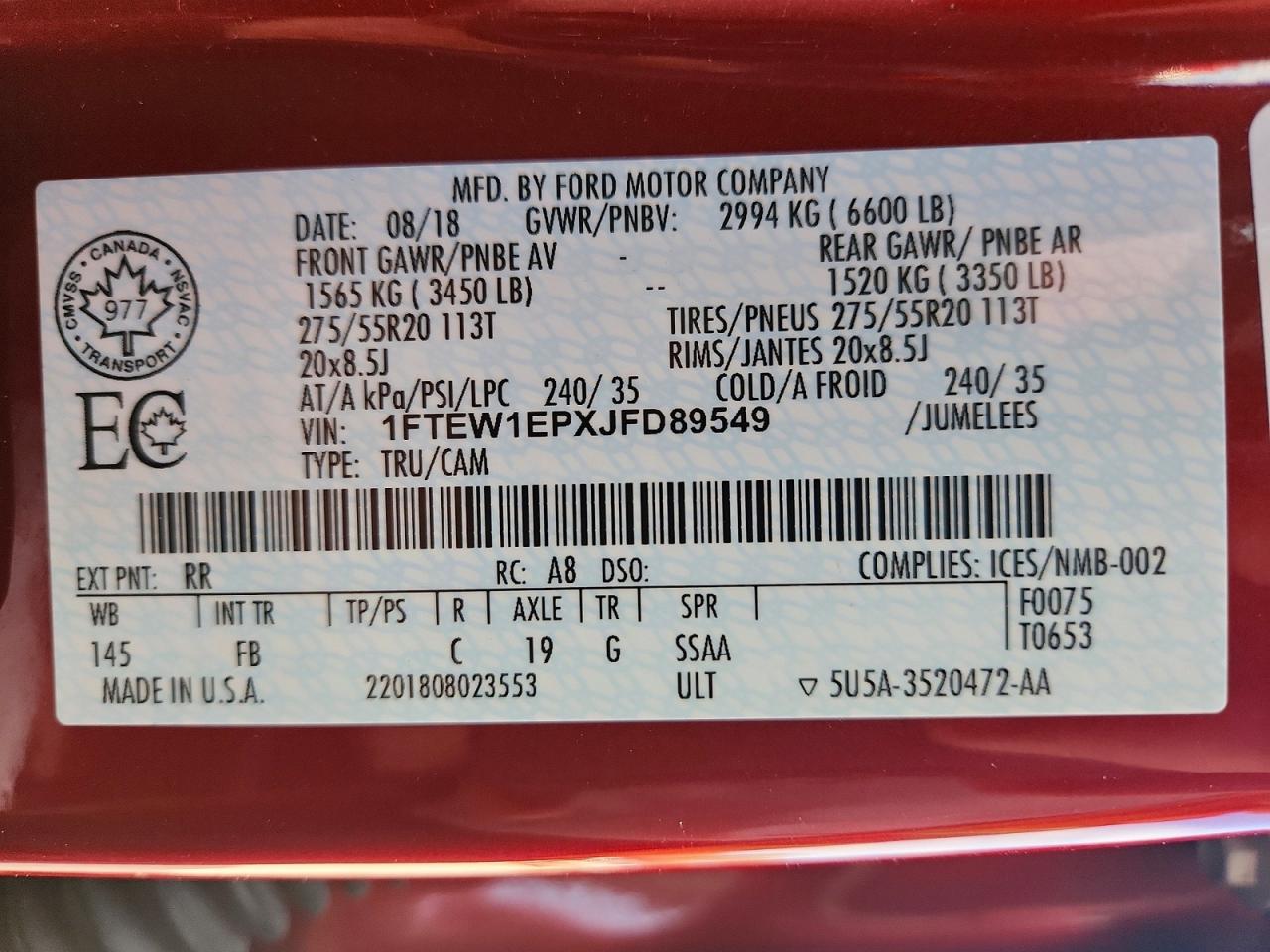2018 FORD F150