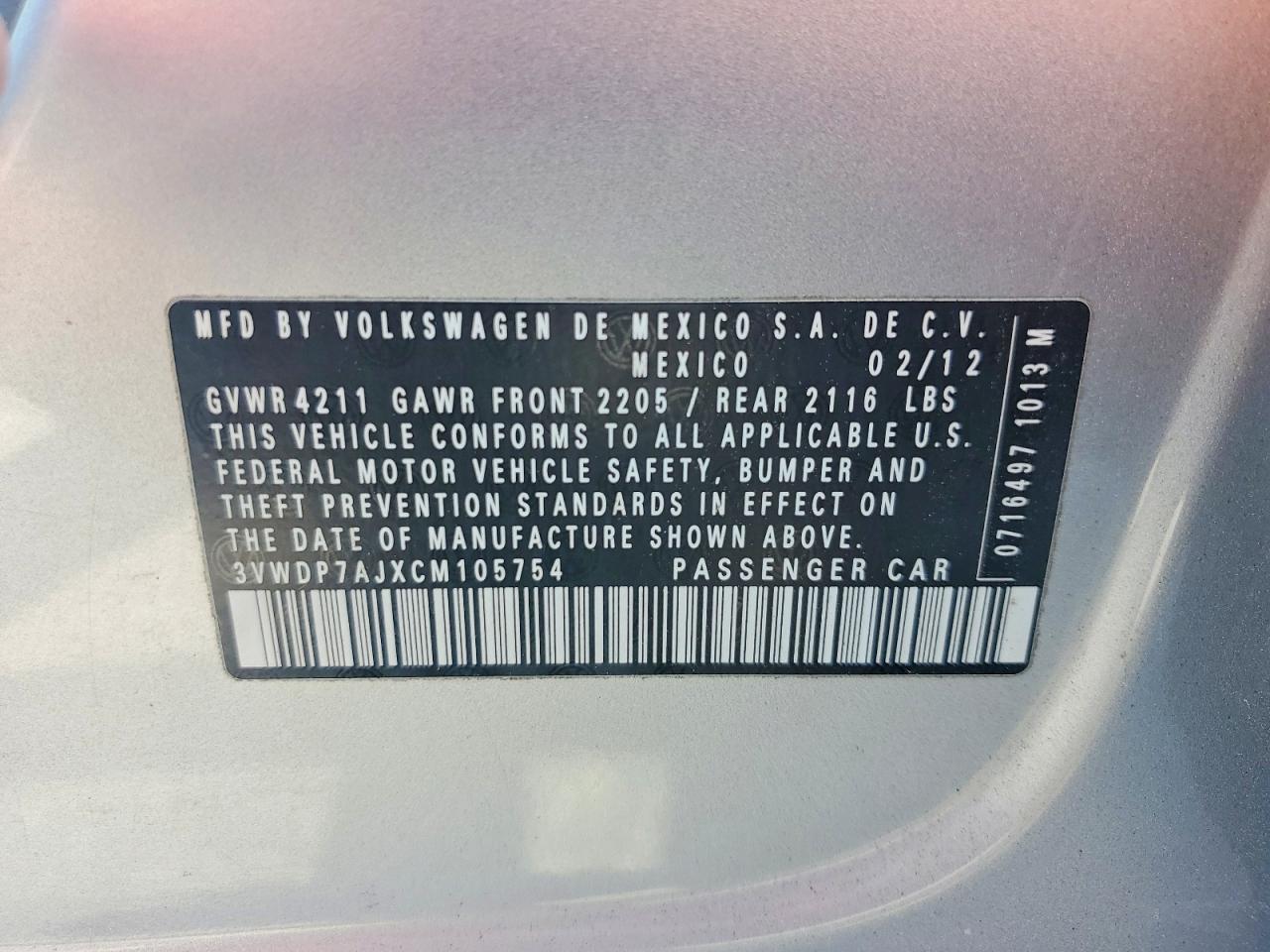 2012 VOLKSWAGEN JETTA