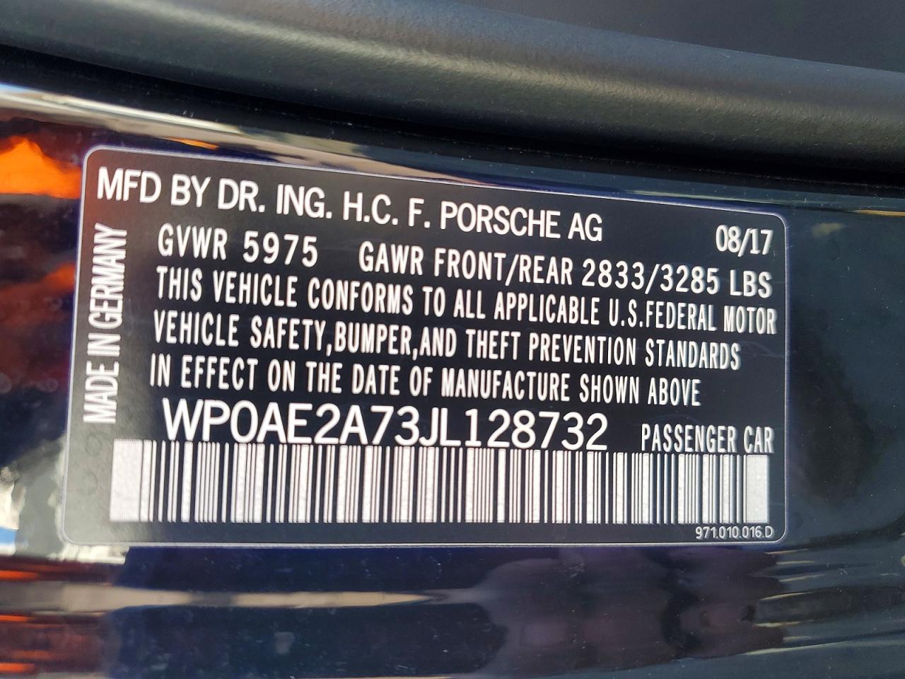 2018 PORSCHE PANAMERA
