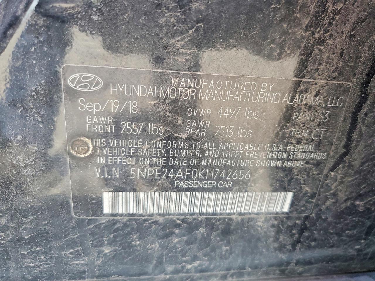 2019 HYUNDAI SONATA