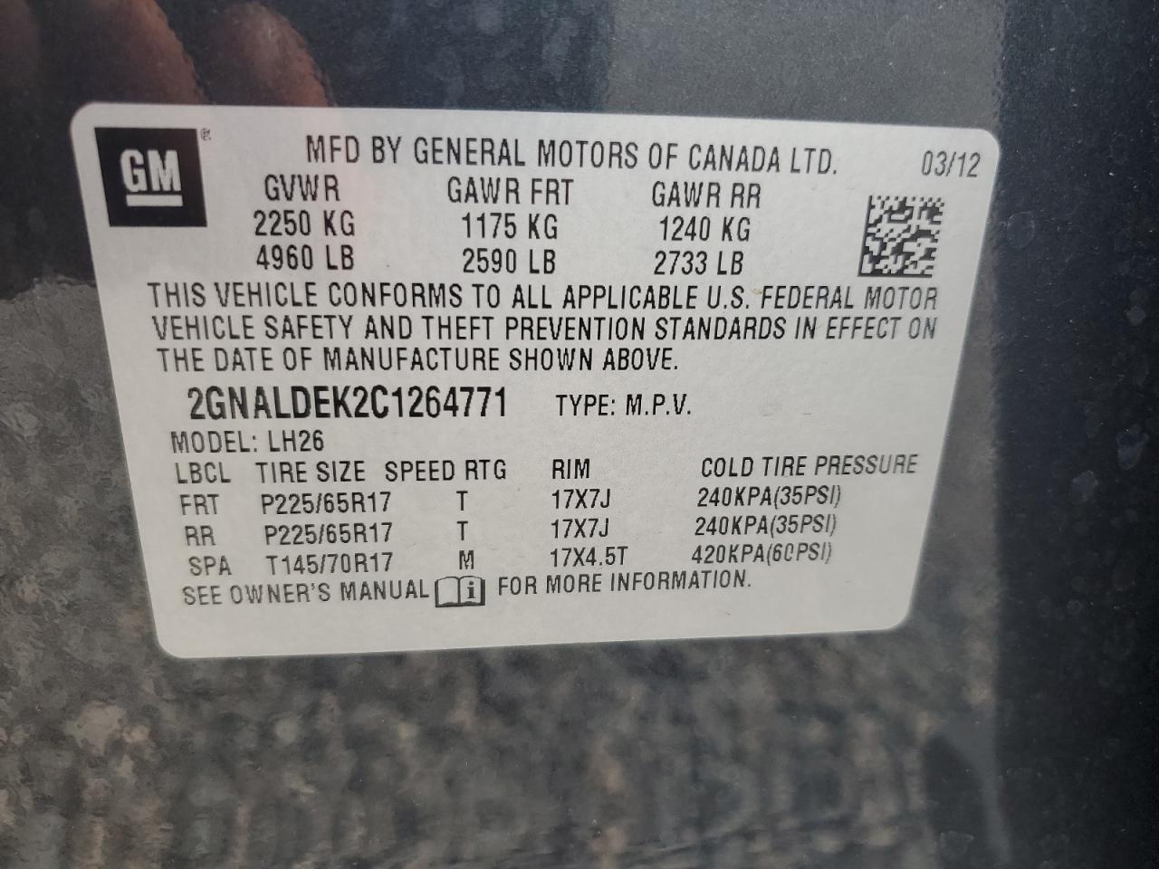 2012 CHEVROLET EQUINOX