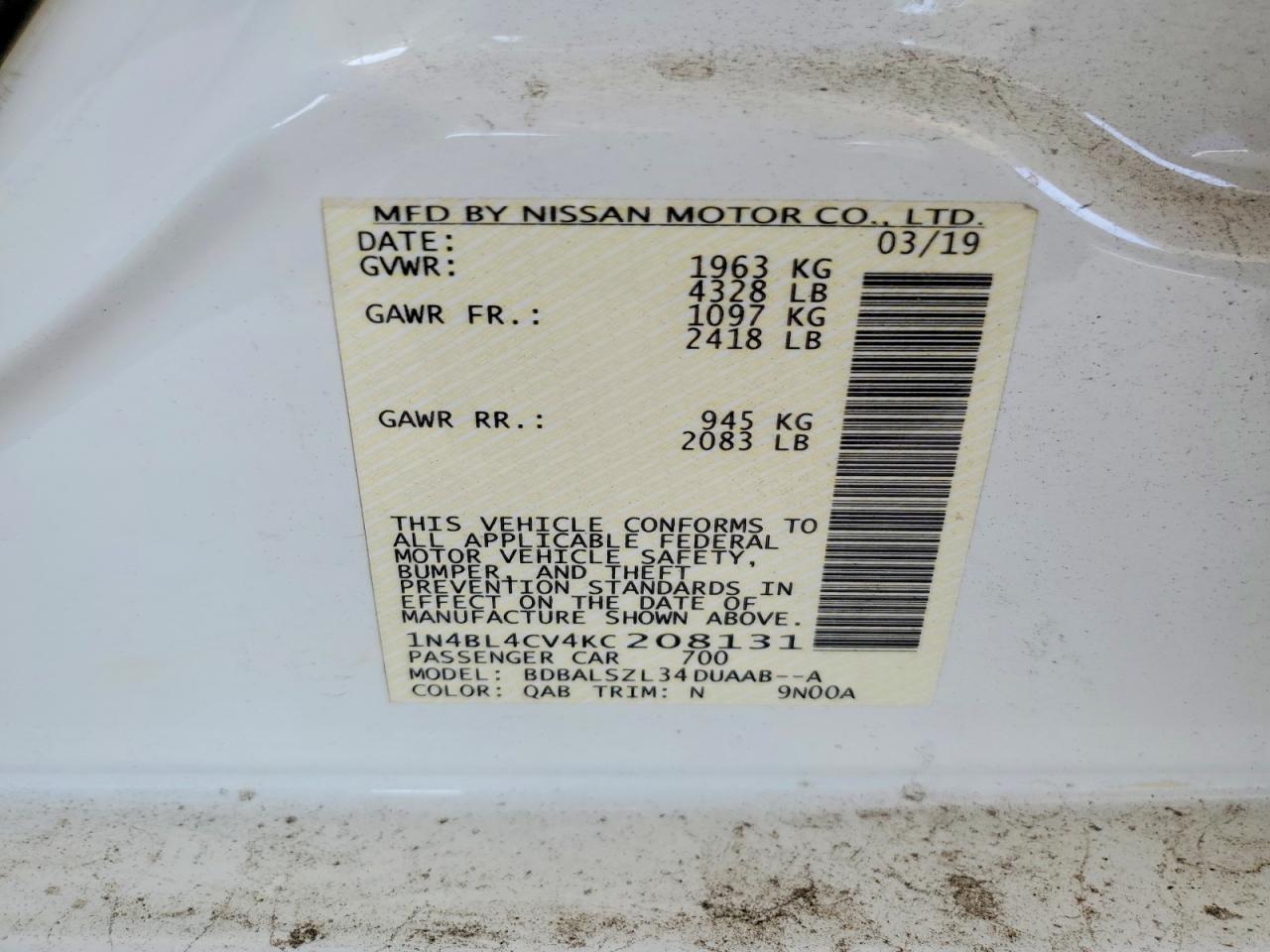 2019 NISSAN ALTIMA