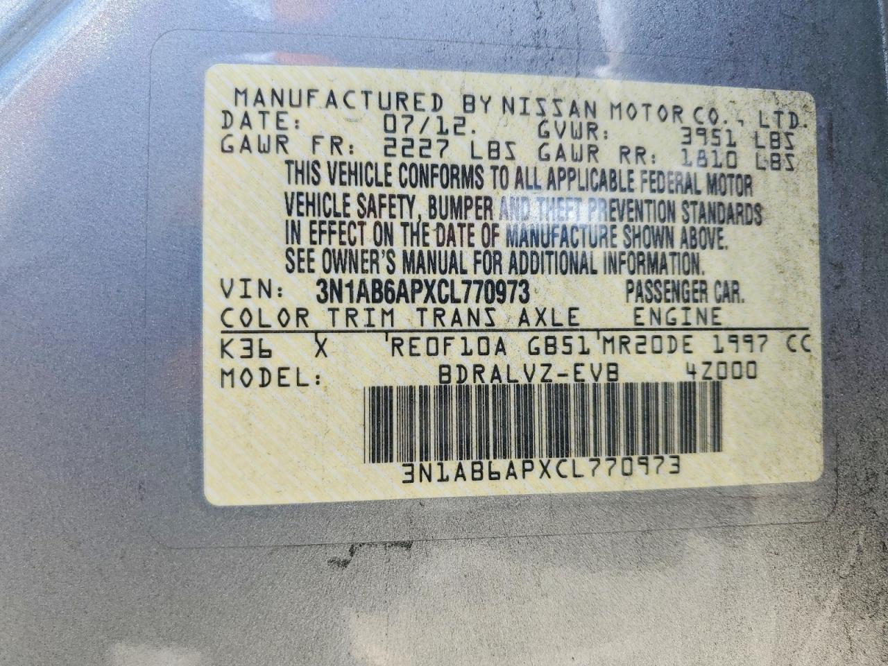 2012 NISSAN SENTRA