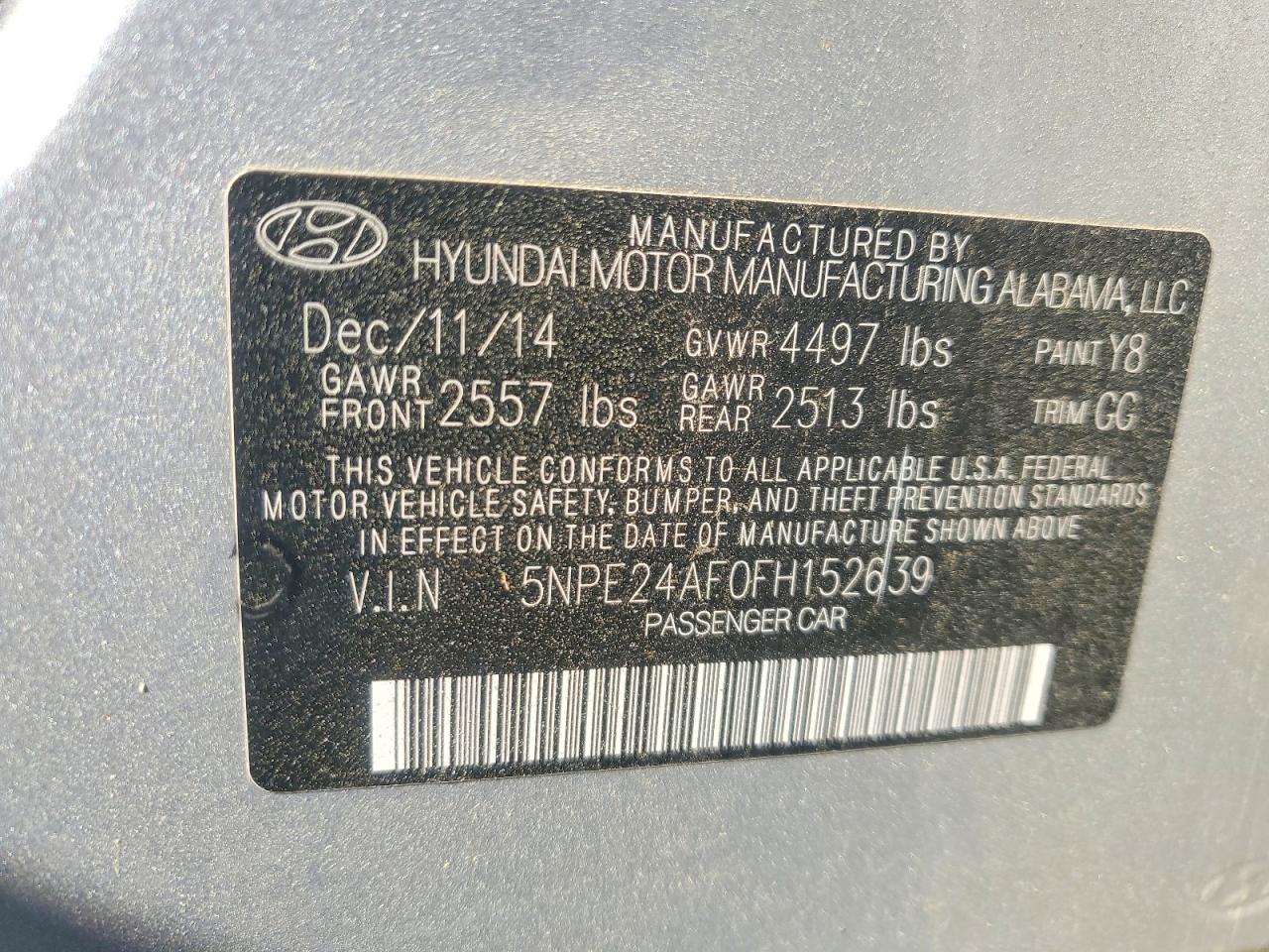 2015 HYUNDAI SONATA