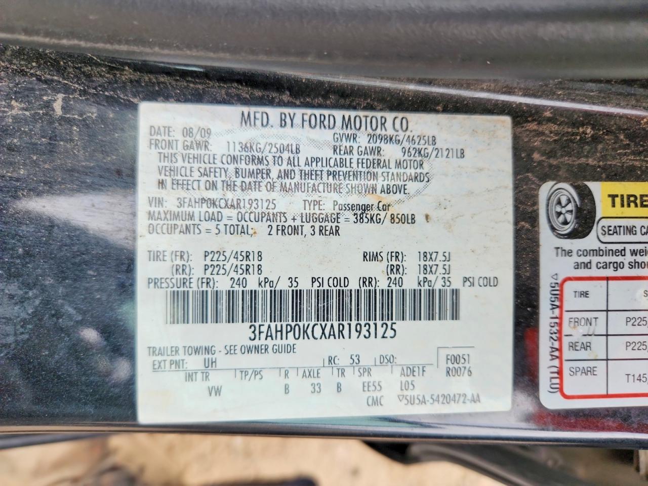 2010 FORD FUSION
