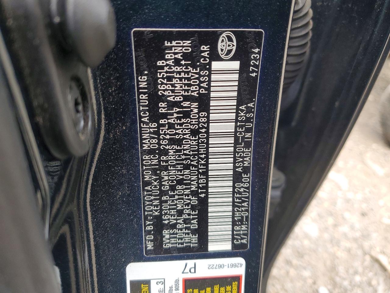 2017 TOYOTA CAMRY