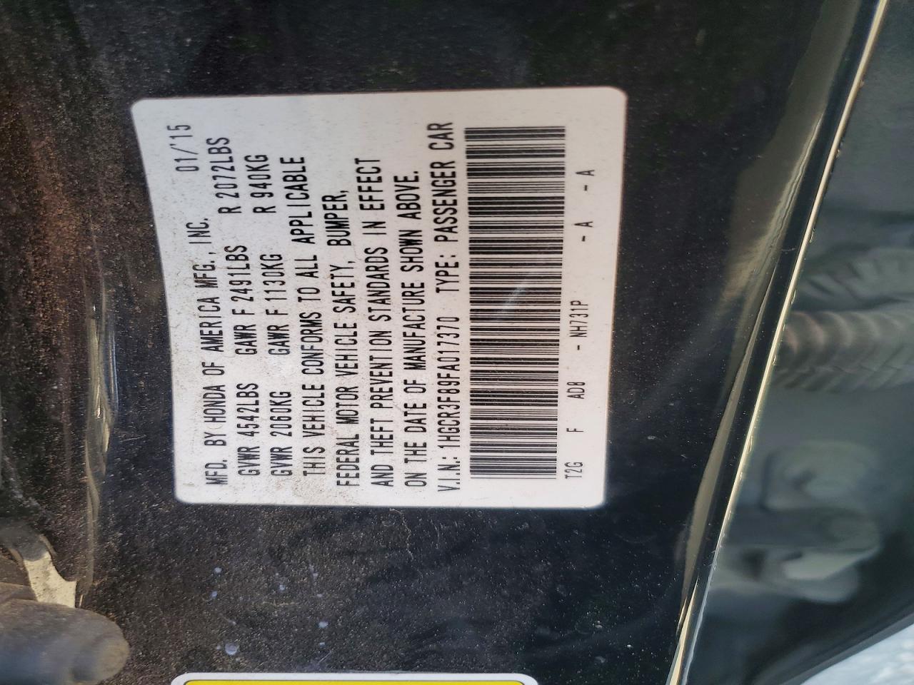 2015 HONDA ACCORD