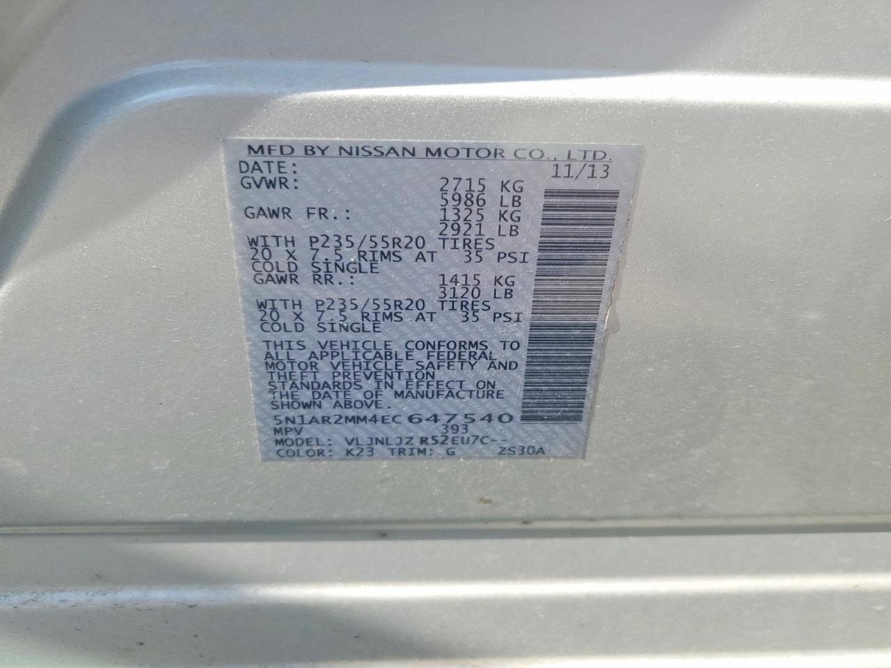2014 NISSAN PATHFINDER