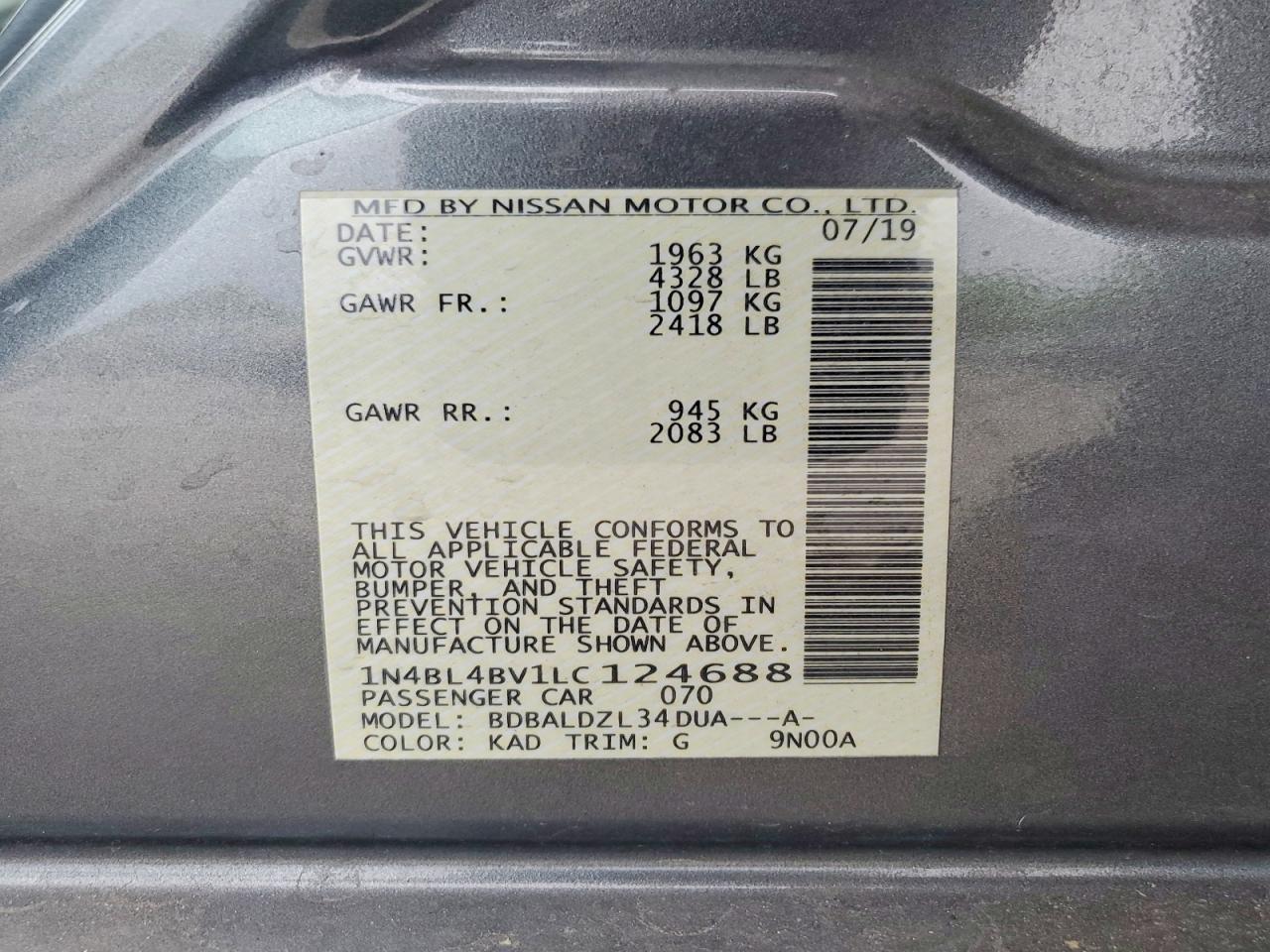 2020 NISSAN ALTIMA