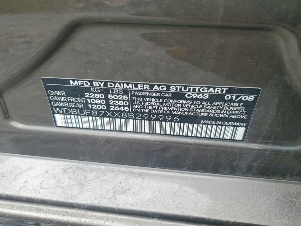 2008 MERCEDES BENZ E-CLASS