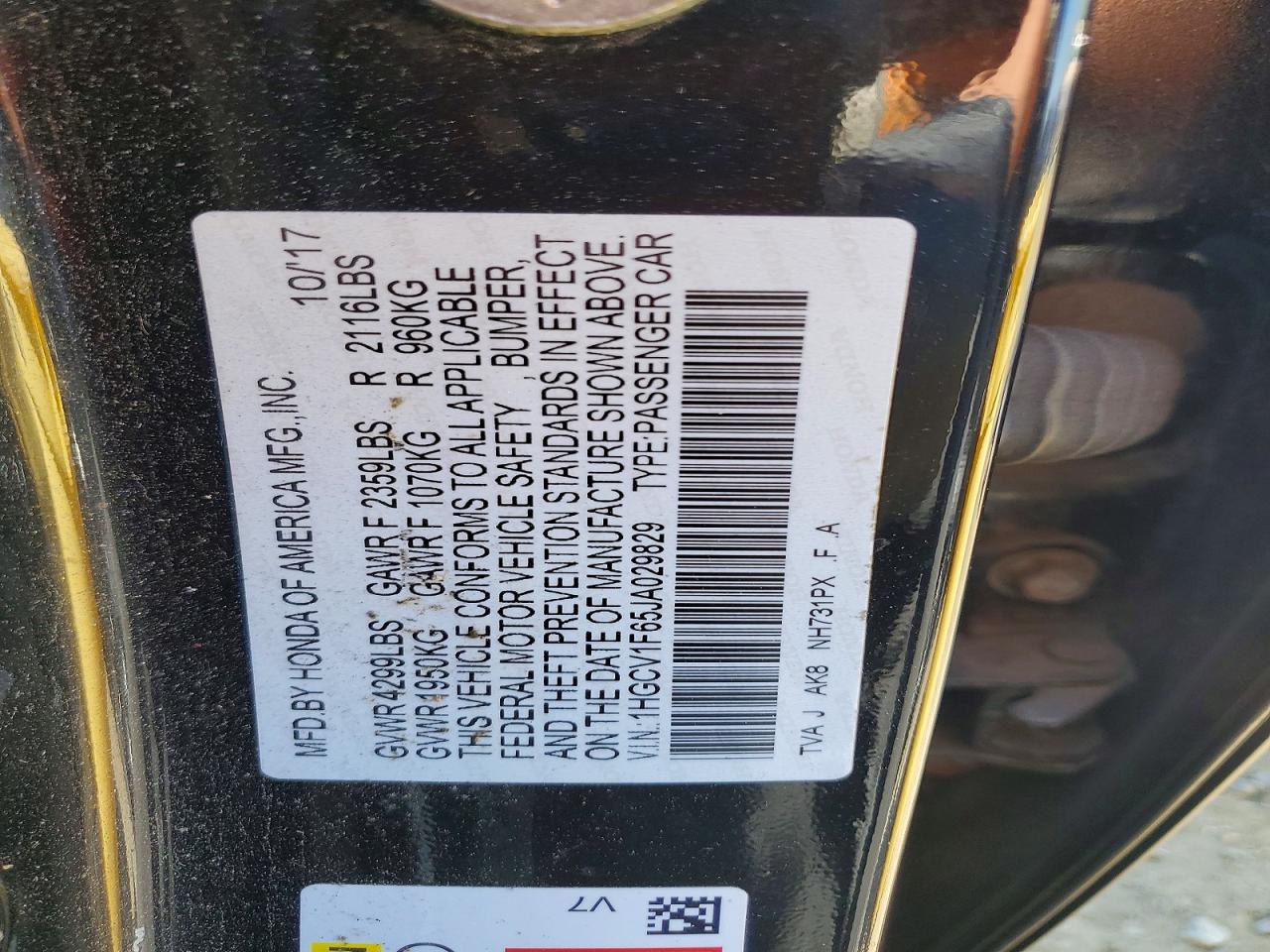 2018 HONDA ACCORD