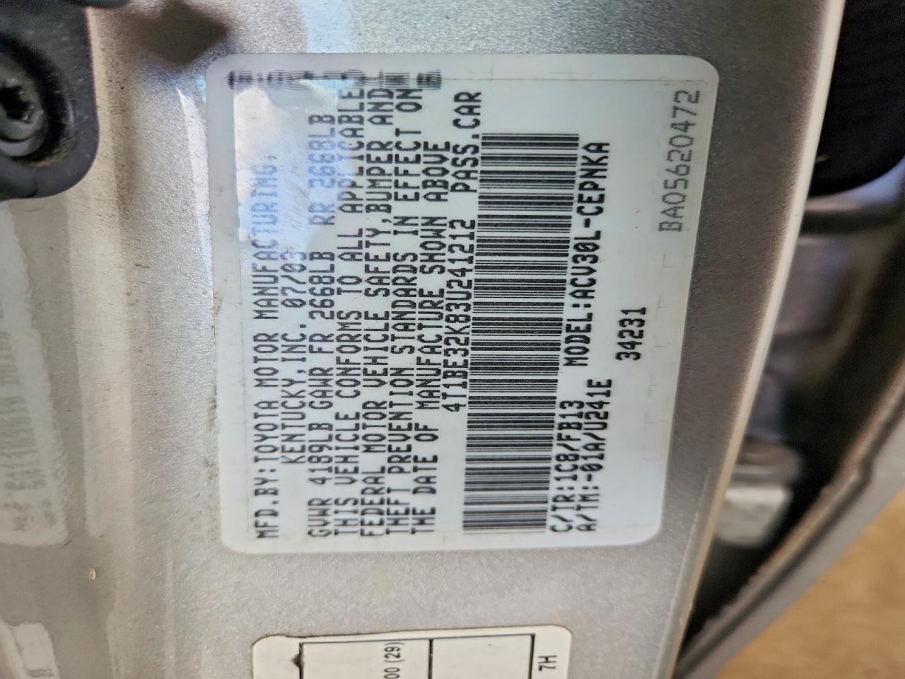 2003 TOYOTA CAMRY