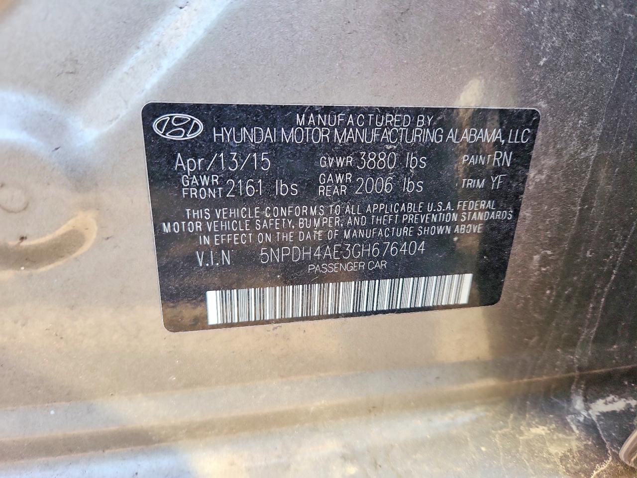 2016 HYUNDAI ELANTRA