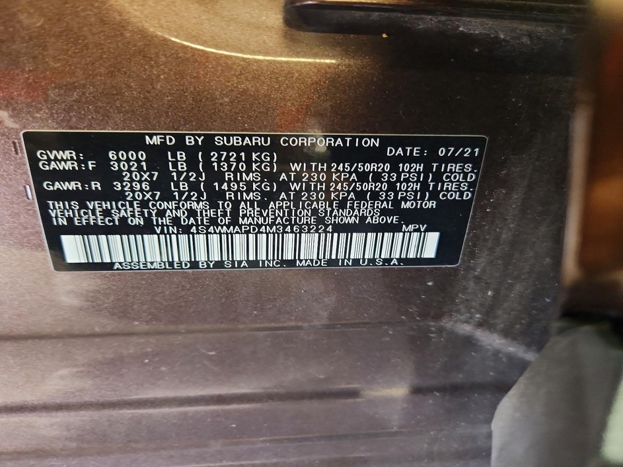 2021 SUBARU ASCENT