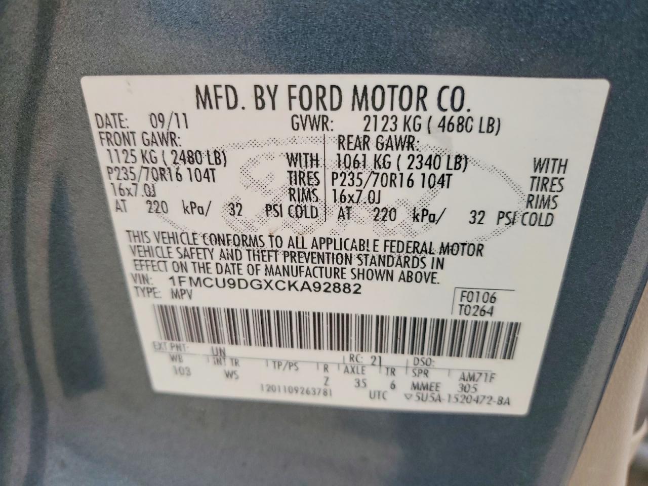 2012 FORD ESCAPE