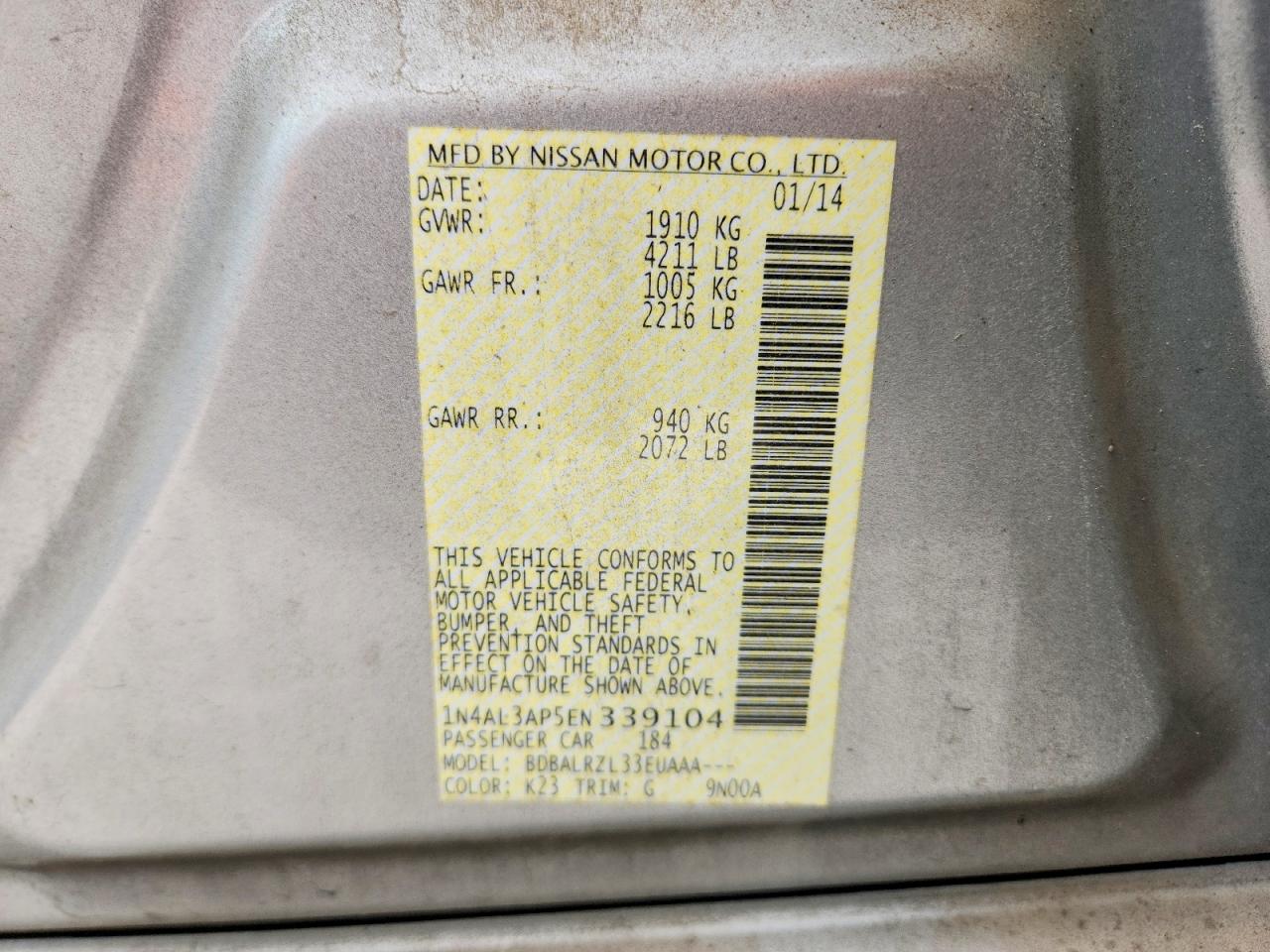 2014 NISSAN ALTIMA