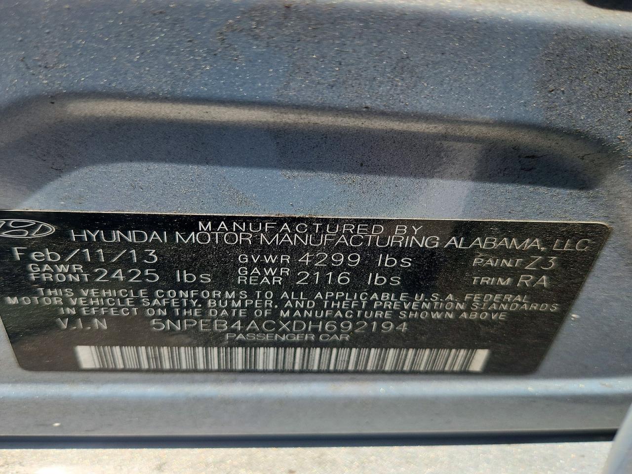 2013 HYUNDAI SONATA