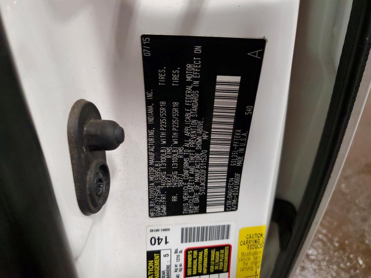 2015 TOYOTA SIENNA