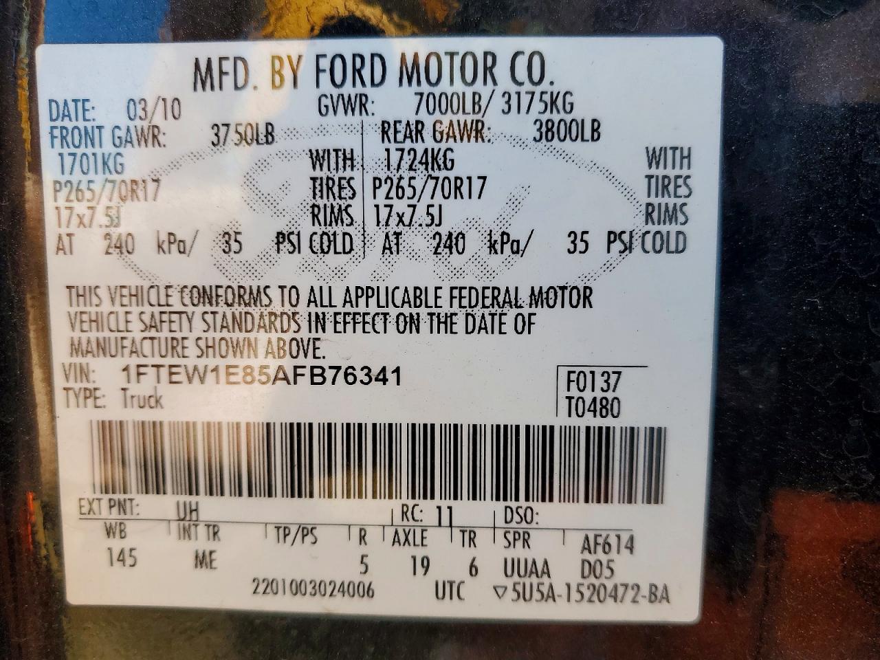 2010 FORD F150