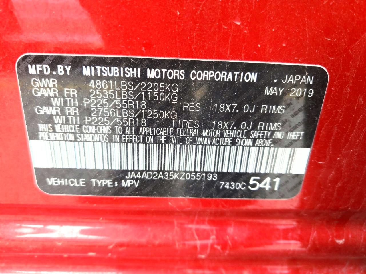 2019 MITSUBISHI OUTLANDER