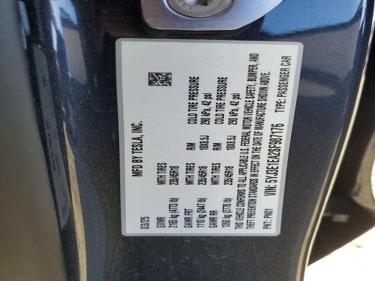 2025 TESLA MODEL 3